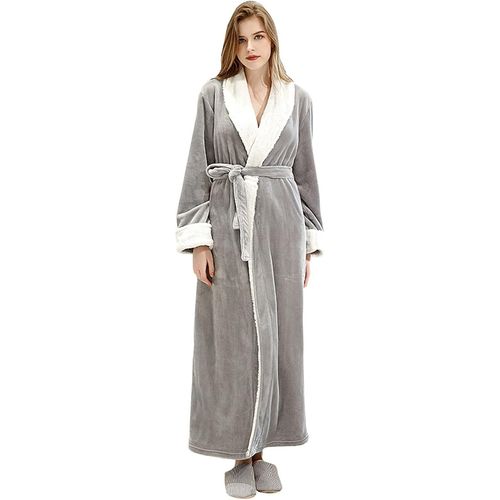 Robe De Chambre Femme Polaire Longue Peignoir Robe D Interieur Hiver Chaude Doux Microfibre Flanelle