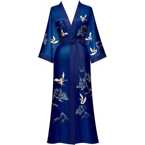 Peignoir Kimono Robe De Chambre Soie Le¿Ger Long Satin Doux Ve¿Tements Nuit Douche Spa Femmes