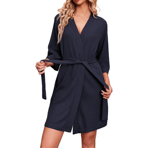 Peignoir Pour Femme En Maille Gaufrée-Décontractée-Doux Et Léger-Longueur Genoux-Tailles S À Xxl
