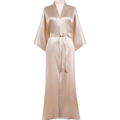Kimono Robe De Chambre Longue En Satin Pour Femme Peignoir Femme Satin Couleur Unie-Taille Unique
