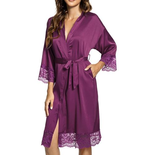 Kimono Femme Peignoir De Bain Bridesmaid Robe De Chambre Bride Sortie De Bain Mariage Chemise De Nuit Nuisette Pyjama Avec Ceinture Vêtements De Nuit Dentelle