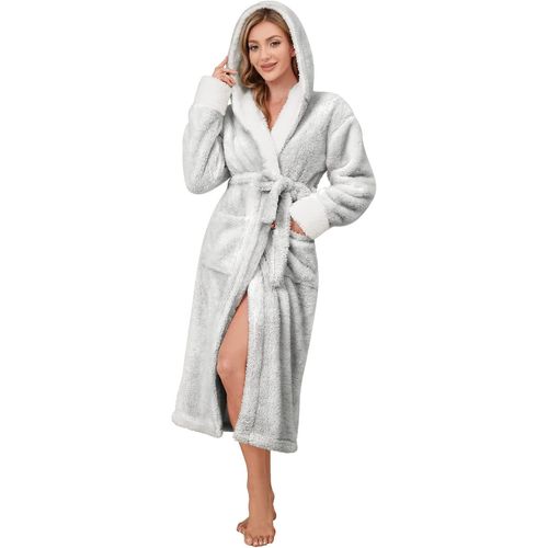 Peignoir De Bain Femme Polaire À Capuche Robe De Chambre Peignoir En Peluche Et Douillet Pour Dames Super Doux En Polaire Idée Cadeau Femme,S-Xl