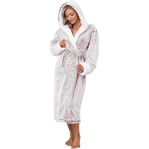 Peignoir De Bain Femme Polaire À Capuche Robe De Chambre Peignoir En Peluche Et Douillet Pour Dames Super Doux En Polaire Idée Cadeau Femme,S-Xl
