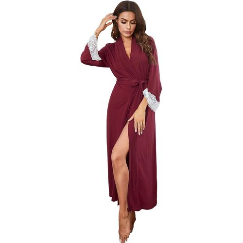Peignoir Femme Coton Robe De Chambre Femme Manches Longues Peignoir De Pain Femme Long Kimono Femme Coton Vêtements De Nuit Pour Toutes Saisons S-Xxl