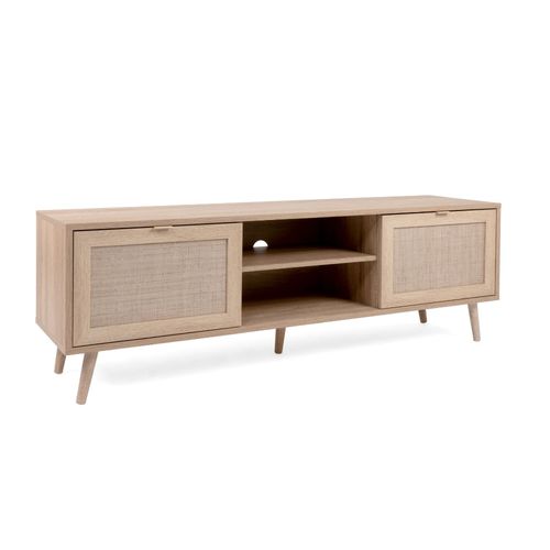 Tivat - Meuble Tv En Bois Avec Placards En Cannage 150cm