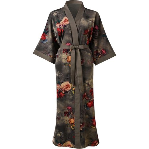 Robe Kimono Longue Pour Femme-Grande Taille-Avec Poche Florale-Chemise De Nuit