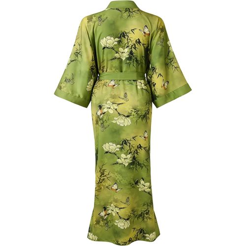 Robe Kimono Longue Pour Femme-Grande Taille-Avec Poche Florale-Chemise De Nuit