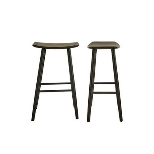 Bois Dessus Bois Dessous - Ambre Lot De 2 Tabourets En Teck Massif Noir 75 Cm - Noir