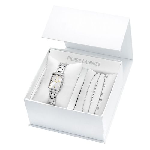Coffre Montre Femme Pierre Lannier Ariane Cadran Argenté Bracelet Acier Argenté