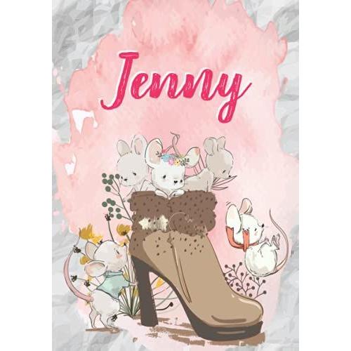 Jenny: Carnet De Notes A5 | Prénom Personnalisé Jenny | Cadeau D'anniversaire Pour Fille, Femme, Maman, Copine, Sur | Souris Mignonnes En Bottes | 120 Pages Lignée, Petit Format A5 (14.8 X 21 Cm)