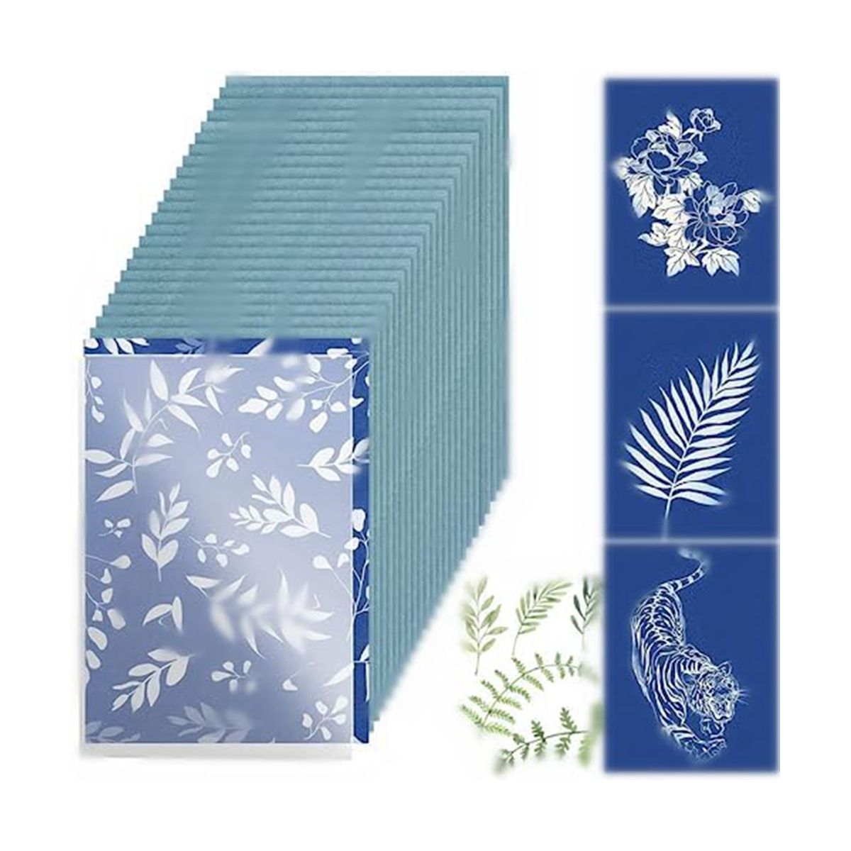 30 Feuilles De Papier Cyanotype, Kit De Papier D'art Solaire, Papier À Dessin Solaire Papier D'impression Nature Pour Enfants Adultes Artisanat D'art