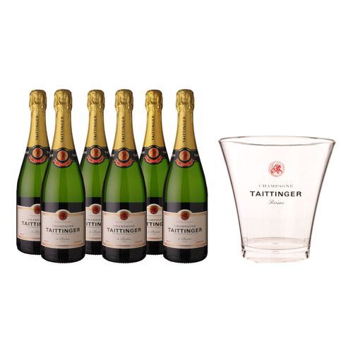 Lot De 6 Champagne Taittinger Brut Réserve 75cl + 1 Seau À Champagne