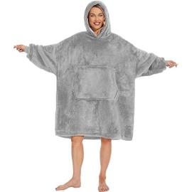 Sweat plaid à capuche, couverture, pull - Sherpa et flanelle - Adulte -  Gris foncé - Vivezen
