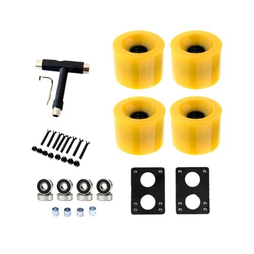 80a Roues De Skateboard De Remplacement Avec Roulements Longboard Pu Roues Cruiser Roues Street Upgrade Remplacement, Jaune