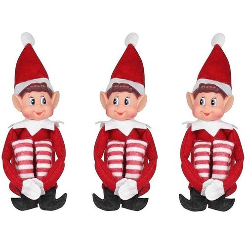 Elves Behaving Badly 40cm 15 "Bend and Pose Naughty se comportant Mal Elf Boy, avec Visage en Vinyle et Corps Doux, Elfe de Rouge - 3PC