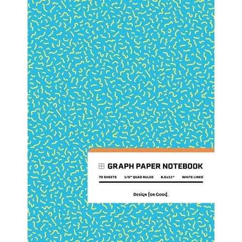 Graph Paper Notebook: 70 Sheets (140 Pages), Quad Ruled With A 1/5" Grid And White Lines. Compact 8.5 X 11" Size. Office And School Supplies For Students K-12 And College. Matte Blue Marble Cover.