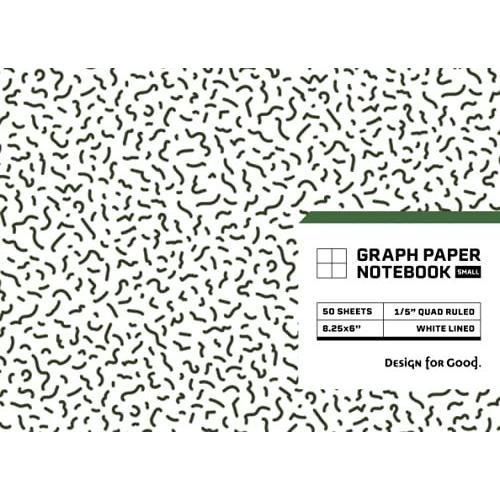 Graph Paper Notebook: Small Notepad, 50 Sheets (100 Pages), Quad Ruled With A 1/5" Grid And White Lines. Compact 8.25 X 6" Size. Office And School ... K-12 And College. Matte White Marble Cover.