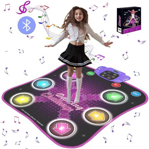 Enfants Tapis De Danse Pour Filles 3 4 5 6 7 8 9 10+ Ans Avec Bluetooth, Interactif Musical Tapis Danse Pour Noël, Electronique Led Lumineux Tapis De Danse Avec 5 Modes De Jouet