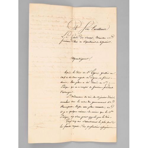 [ Très Belle Lettre De Recommandation Destinée Au Garde Des Sceaux, En Août 1815, Pour La Place De Greffier En Chef De La Cour Royale De Dijon ] "Mon