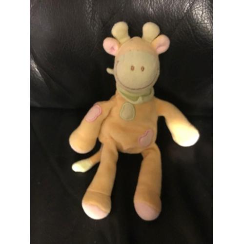 Doudou Peluche Girafe Jaune Et Verte Bandana Tex 20cm