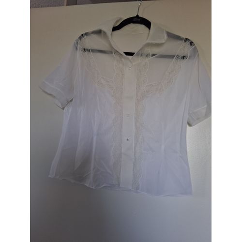 Chemisier Court En Dentelle Blanc "T-38-40" Femme