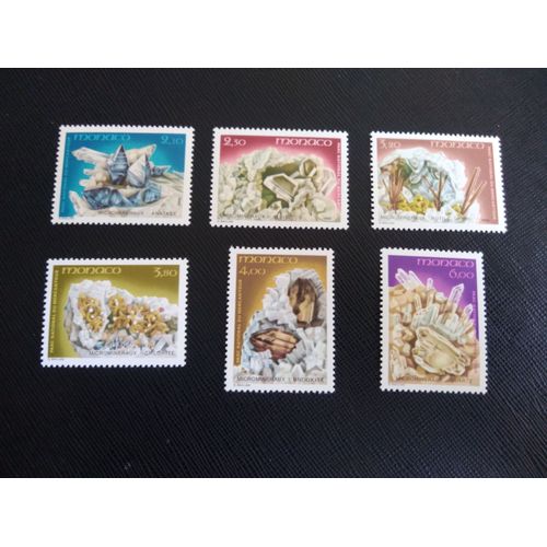 Timbre Monaco Y T 1730 A 1735 Série: Minéraux Du Parc National Du Mercantour 1990 ( 011006 )