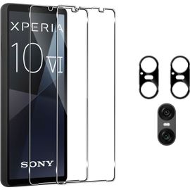 [2+2 Pack Tempered Glass Screen Protector For Sony Xperia 10 Vi With Camera Lens Protector,Hd Clear,Shatterproof,Shockproof,Scratch-Resistant