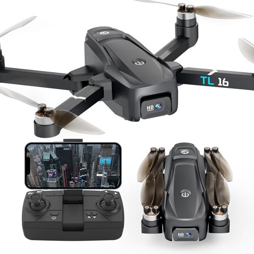 Drone Avec Caméra Moteur Sans Balais Drone Adulte Débutant 2 Caméras Rc Quadcopter Pliable Drone Electrique Ajustable 1080p App Control 3d Flip Easy To Fly Toys Tl16 Uav.[W9]-Marque Générale