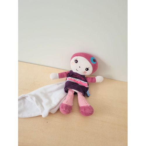 Doudou Fille Violette Carré Blanc Sucre D'orge