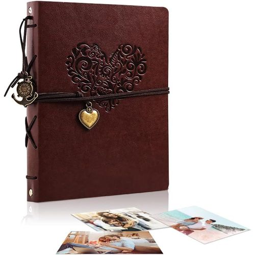 Album Photo Vintage En Cuir 27 X 20,5 Cm-Livre Photo À Personnaliser Soi-Même Avec 60 Pages-Pour 420 Photos-Livre D'or De Mariage-Cadeau Pour Ami (Grand C?Ur).[W1119]