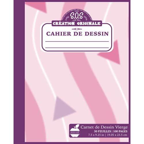 Cahier De Dessin: 100 Pages Composées: 2/3 Page Blanche Et 1/3 À Carreaux Scolaires || Éco-Lié Carnet De Dessin Et D'écriture (Travaux Pratiques Et ... Cp, Ce1, Ce2, Cm1 Et Cm2) Rose Violet