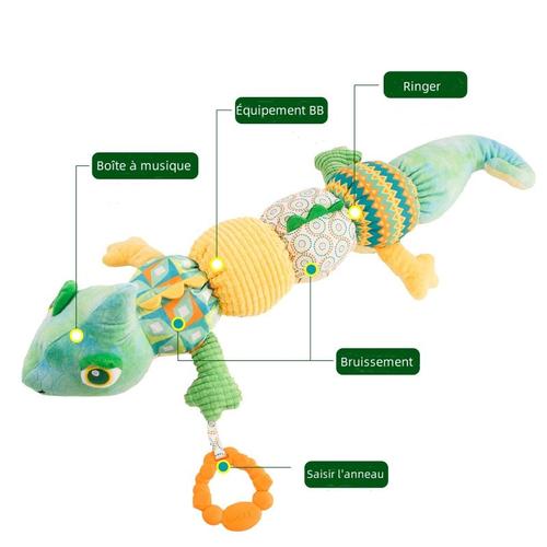 Jouet Bebe 0-6 Mois Jeux Montessori Pour Bébé 0-12 Mois Cadeau Nouveauné Garçon Fille Jouet Peluche Caméléon Musicale(Vert)