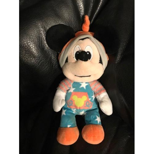 Peluche Mickey Nicotoy Disney Pyjama Bleu Orange Étoiles 20 Cm