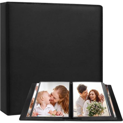 album photo 20x25 152 poches contenant 20x25 photos,grande capacité de couverture en cuir de la famille de mariage bébé,livre album photo avec des pages intérieures noires (Noir).[W1054]