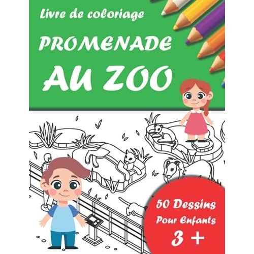 Livre De Coloriage Promenade Au Zoo 50 Dessins Pour Enfants 3 +: Livre De Coloriage Sc?Nes Du Zoo Pour Enfants Grand Format 21,6 Cm X 27,9 Cm