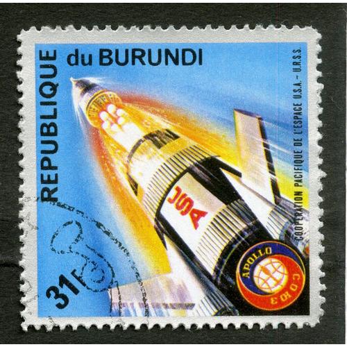 Timbre Oblitéré République Du Burundi, Coopération Pacifique De L'espace U.S.A.-U.R.S.S., 31 F