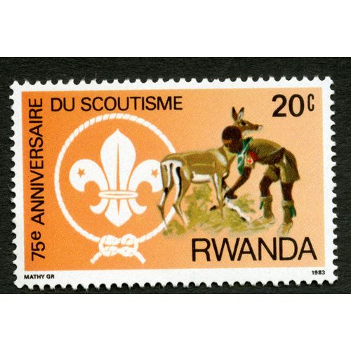 Timbre Non Oblitéré Rwanda, 75e Anniversaire Du Scoutisme, 1983, 20 C