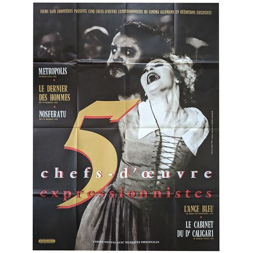 5 Chefs D'oeuvre Expressionistes - Véritable Affiche De Cinéma Pliée - Format 120x160 Cm - Metropolis, Le Dernier Des Hommes, Nosferatu, L'ange Bleu, Le Cabinet Du Docteur Caligari - 2012