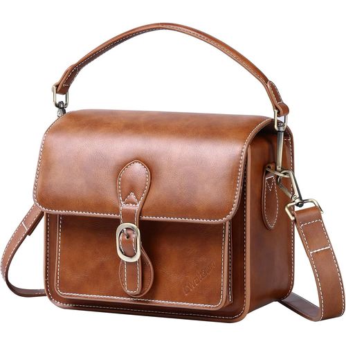 Sacoche pour Appareil Photo Sacoche d'épaule pour Appareil Photo Compact Sacoche étanche Rétro Compatible pour Canon Nikon Sony SLR/DSLR Appareil Photo sans Miroir et Objectif,Marron,M