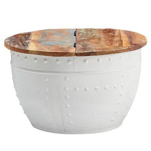 Table Basse Bois Massif 60x36x60 Cm Table D'appoint Table De Salon Rond