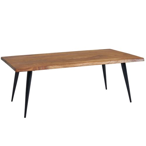 Table Basse De Salon Bois Massif Et Métal Table Canapé Moderne Marron