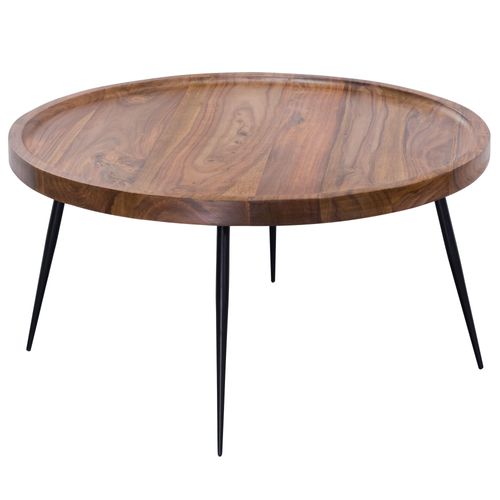Table Basse Bois Massif Métal 75x39x75cm Table D'appoint Table De Salon