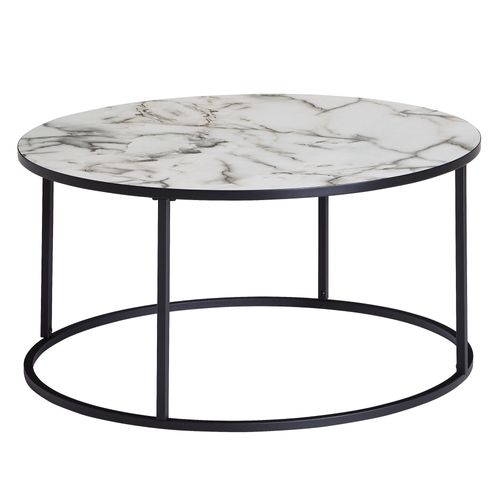 Table Basse De Salon Effet Marbré 80x40x80 Cm Table Canapé Moderne Ronde