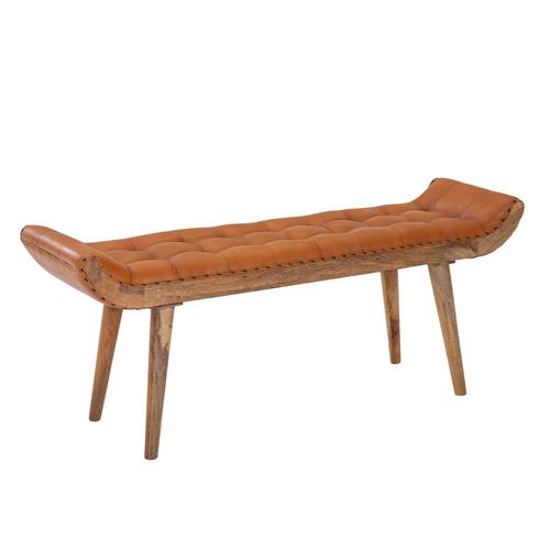 Banc D'entrée Chesterfield Banc Rembourré En Cuir Véritable Banc 125x50x38 Cm