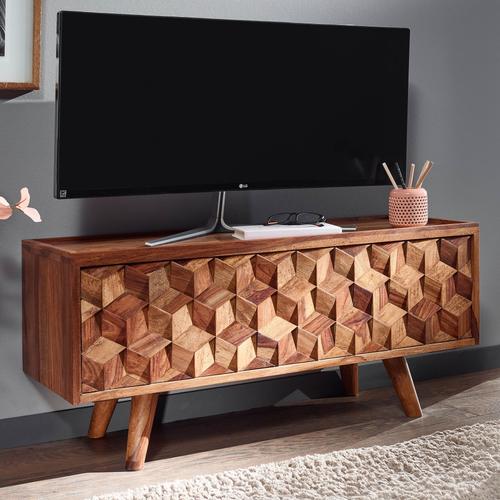 Meuble Tv 92x44x35 Cm Bois Massif Lowboard Panneau De Télévision Design