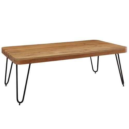 Table Basse Bois Massif Métal 115x40x60cm Table D'appoint Table De Salon
