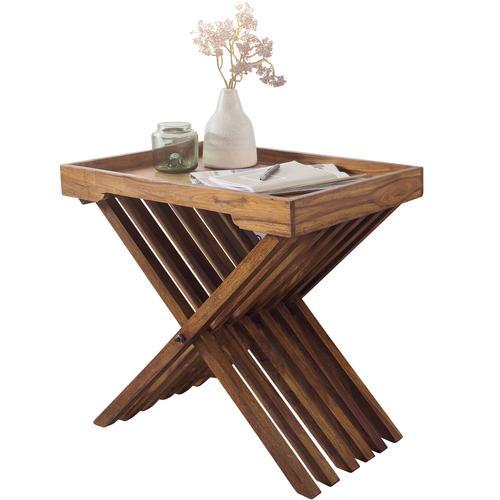 Table D'appoint Bois Massif 60x57x40cm Bout De Canapé Table De Salon
