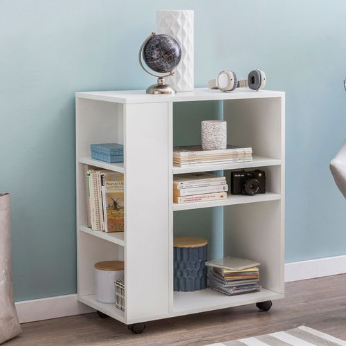 Étagère De Rangement Roulette 60x75x35 Cm Bibliothèque Ouverte Salon