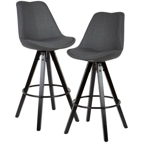 Tabouret De Bar Scandinave Lot De 2 Tissu Bois Chaise De Bar Haute 110kg