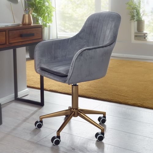 Chaise De Bureau 85 - 105 Cm Velours Fauteuil Pivotant Chaise Coquille